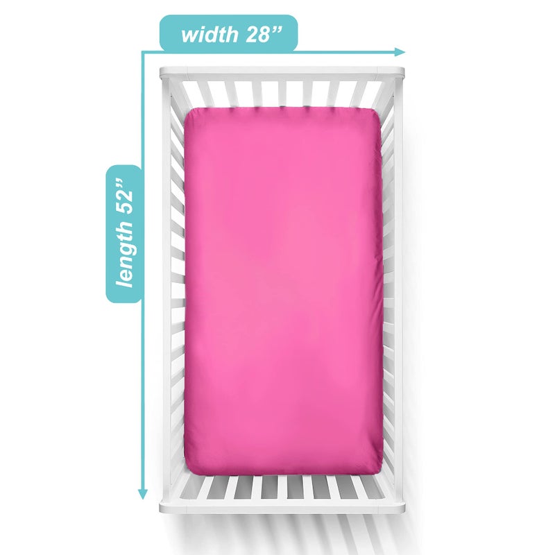 TL Care Supreme 100% Natural Cotton Fitted Crib Sheet 52" x 28", Enhanced Thickness for Soft, Breathable & Hypoallergenic Jersey Comfort, Fuschia, Neutral for Boys & Girls - Image 2